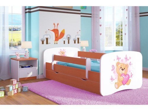 Łóżko dla dzieci i młodzieży miś z motylkami - 3 rozmiary
